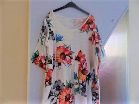 Naturálne biele kvetované šaty over size, xl