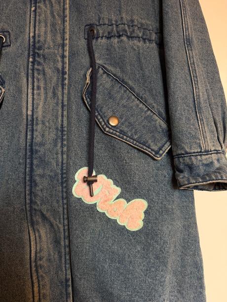 Denim parka s ruzovou kozusinou - bershka, bershka,s