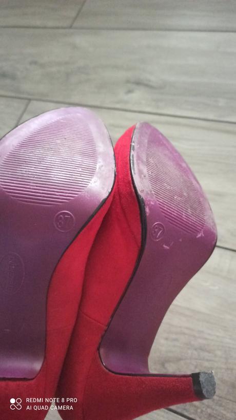 Červené semišové lodičky 37, graceland,37