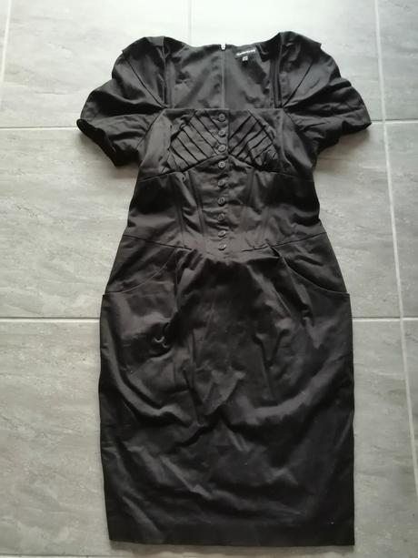 Čierne členité šaty warehouse v40 s kosticami, warehouse,40