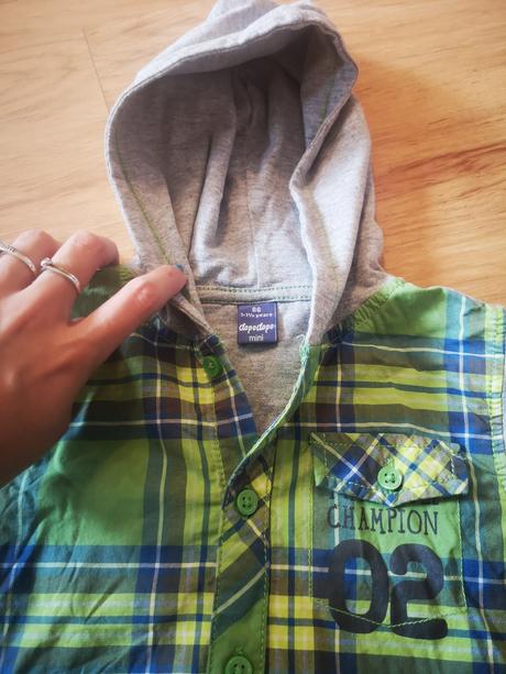 Kockovana košeľa s kapucnou, dopodopo,86