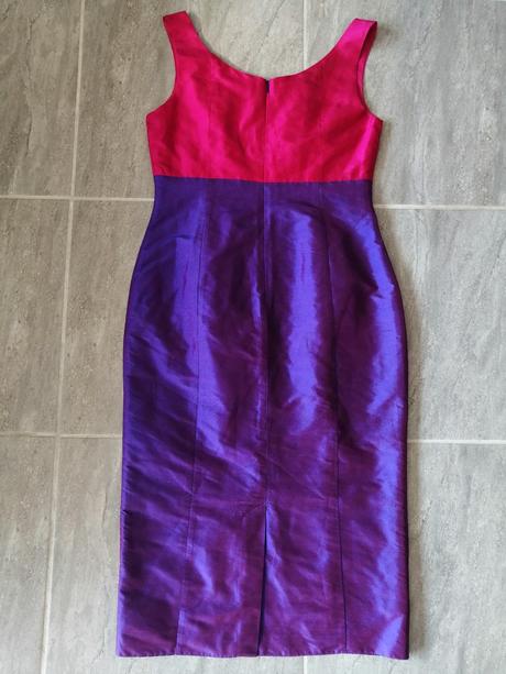 Luxus fialovo ružové hodvábne šaty jaego, v38, 38