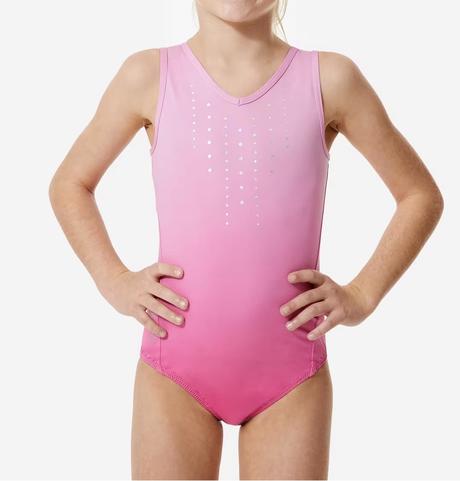 Dievčenský gymnastický trikot bez rukávov ružový, domyos,140