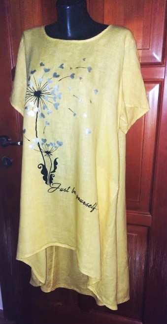 Predám výrazne žlté ľanové šaty -nadmerná veľkosť, 5xl