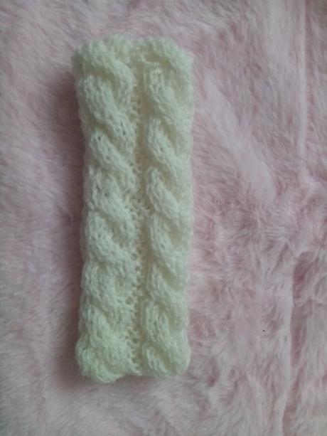 Detská pletená čelenka ecru, 98