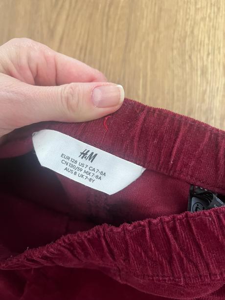 3x h&m menžestrové nohavice, h&m,128