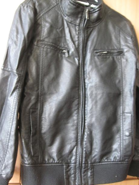 Dievčenská čierna koženková bunda, 158/164 aj s, chapter young,158