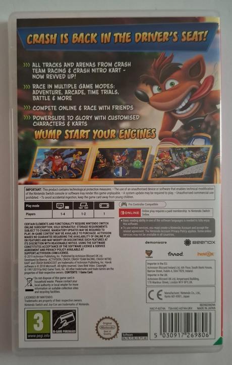 Nintendo switch hra crash bandicoot, 