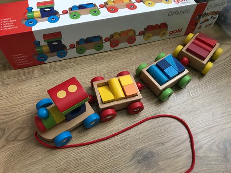 Drevený vlacik s mini stavebnicou, 