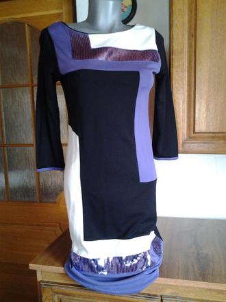 Fialovocierne saty zn.bonprix dvakrat pouzite, bonprix,34