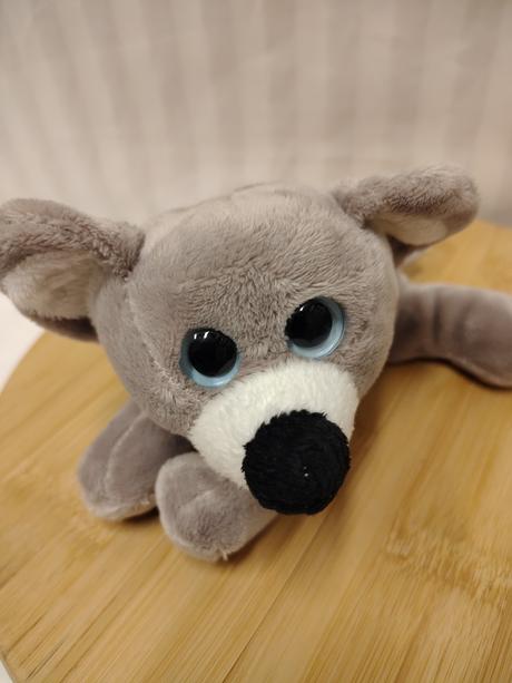 Plyšová sivo biela myška, 21 cm, 