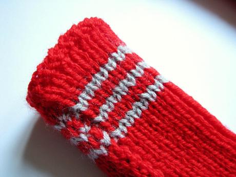 Červeno-sivé štrikované ponožky, 34 / 35 / 36 / 37 / 38