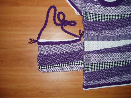 Pleteny predlzeny sveter-tunika+ciapka+kabelka, 140