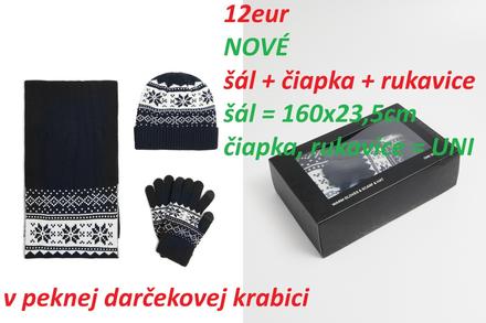 Súprava šál + čiapka + rukavice tmavomodrá, 