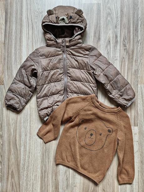 Bunda + sveter macko 92, h&m,92