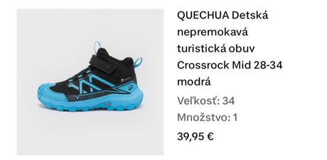 Chlapcenske prechodne topanky, quechua,34