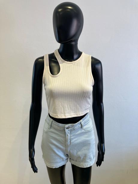 Dámsky crop top béžový (m), m