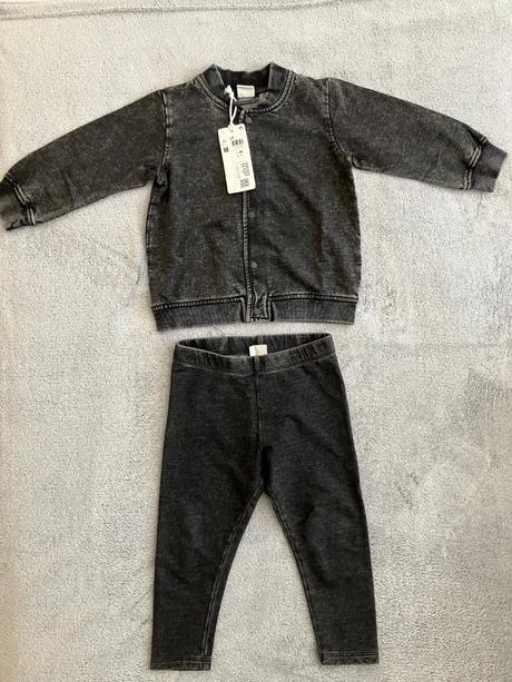 Súprava bunda a legíny s imitáciou rifloviny veľ.8, lindex,86