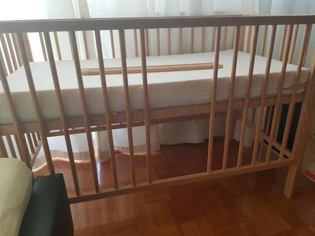 Drevená detská postieľka prírodná, šírka (cm): 60,dĺžka (cm): 120