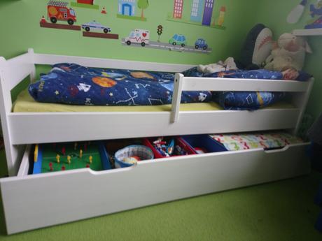 Detská posteľ, 160x70cm, šuflík, zábrana, matrac, 70,160