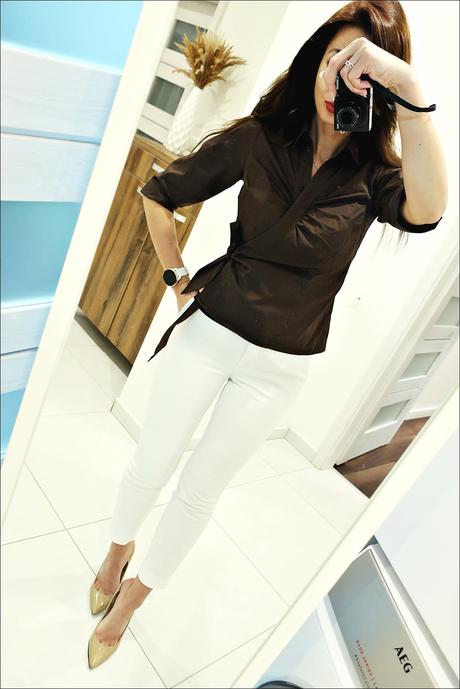 Čokoládová zavinovacia blúzka, h&m,36