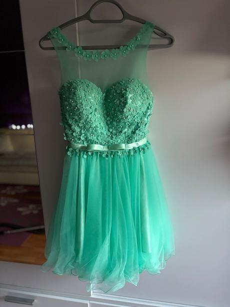 Tyrkysové šaty s kvetinkami, l