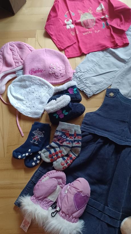 Mix oblečenia + vkladačka a plyšák, 68–80