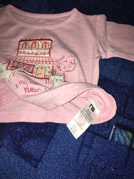 Krásne tričko pre novorodenca 56/62 s mačičkami, mothercare,56