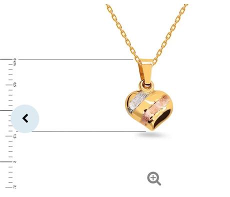 Prìvesok zlaté 3-farebné srdiečko, 