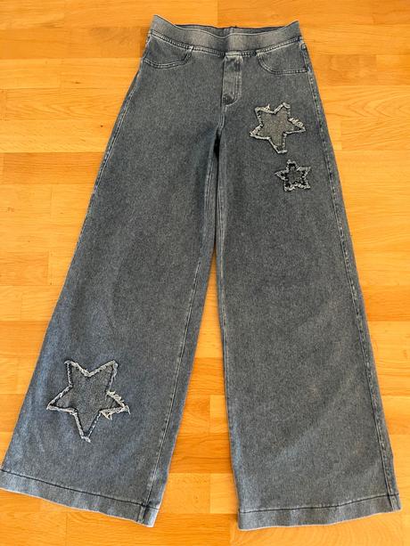 Široké elasticke riflove nohavice, h&m,158