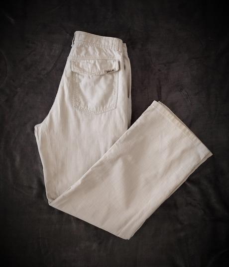 Pánske krémové ľanové nohavice bellys jeans, s