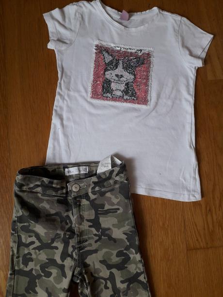 Maskacove nohavice + tricko, zara,122