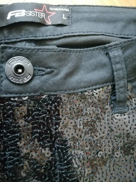 3x oblečené flitrované nohavice, fishbone,l