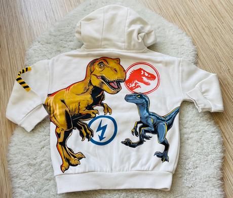 Biela mikina s kapucnou dinosaury, f&f,98