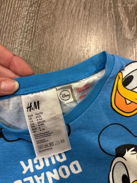 H&m detske pyžamka donald duck a hot wheels, h&m,110