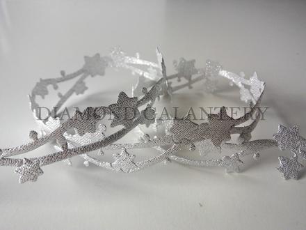 Stuha hviezdičky vianočné strieborné,