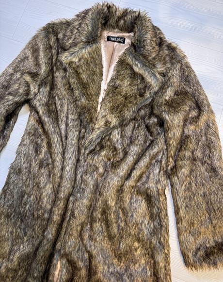 Dlhý žíhaný kožuch, xl