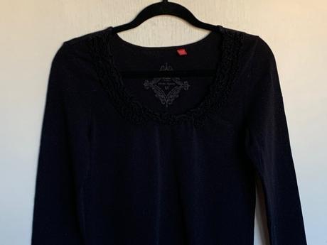 Edc b esprit čierne tričko s dlhým rukávom, esprit,m