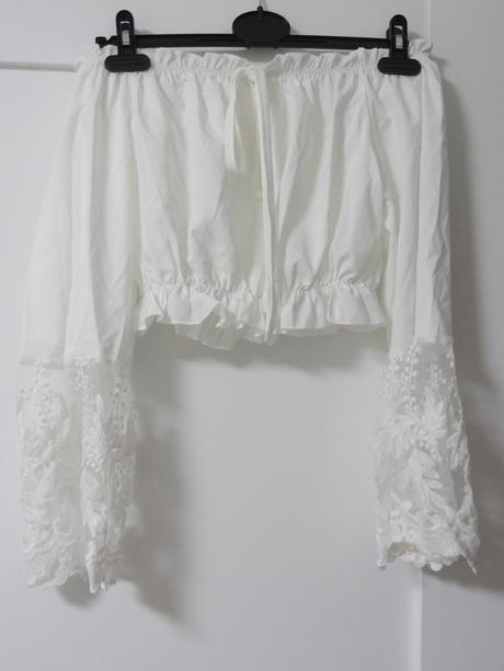 Čipkovaná blúzka crop top, m
