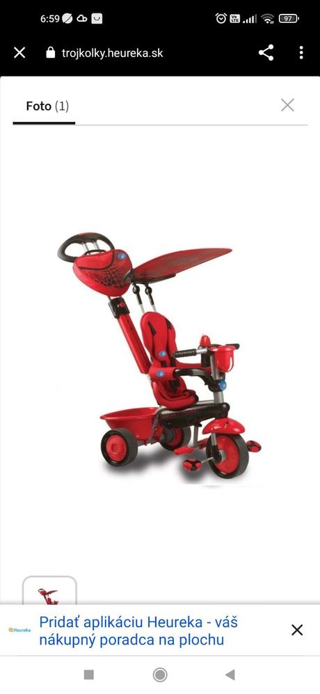 Smart trike zoo 3v1 multifunkčná s rukoväťou červe,