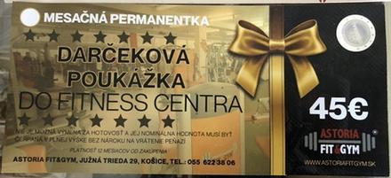 Mesačná permanentka do fitka - košice,