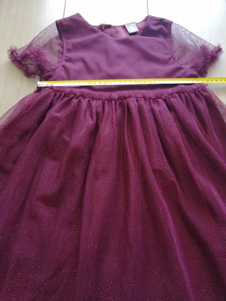 Bordové šaty, suknička s trblietkami, 122