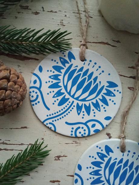 Vianočná dekorácia modrotlač kvietok, 