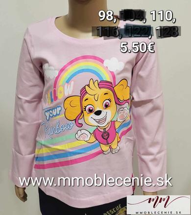 Tričko paw patrol dievčenské, disney,98 / 110
