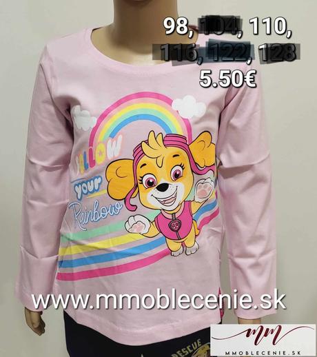 Tričko paw patrol dievčenské, disney,98 / 110