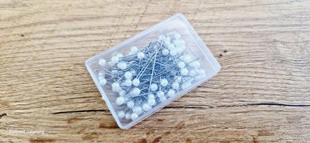 Špendlíky ozdobné perličkové - 100 kusov - biele, 