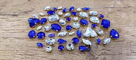 Našívacia kamienky mix veľkostí - 50 kusov - kryšt, 