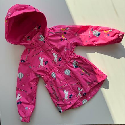Dievčenská prechodná bunda unicorn ružová, 110