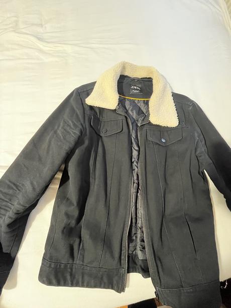 Prechodná bunda s kožušinovým limcom, zara,m