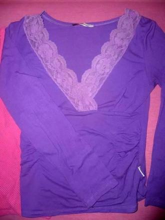 Fialové tričko s čipkou m/l, m
